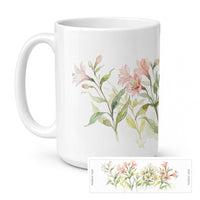 Alstroemeria Ceramic Coffee Mug 15 oz Decorative Large C Handle Mug Cup for Tea, Cocoa Hot Chocolate