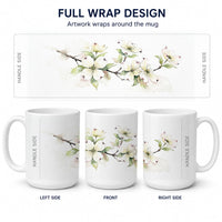 American Dogwood Ceramic Coffee Mug 15 oz Decorative Large C Handle Mug Cup for Tea, Cocoa Hot Chocolate