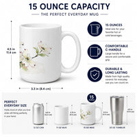 American Dogwood Ceramic Coffee Mug 15 oz Decorative Large C Handle Mug Cup for Tea, Cocoa Hot Chocolate