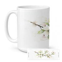 American Dogwood Ceramic Coffee Mug 15 oz Decorative Large C Handle Mug Cup for Tea, Cocoa Hot Chocolate