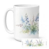 Annual Larkspur Ceramic Coffee Mug 15 oz Decorative Large C Handle Mug Cup for Tea, Cocoa Hot Chocolate