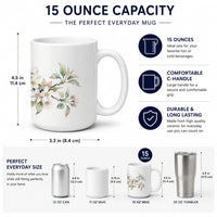 Apple Blossom Ceramic Coffee Mug 15 oz Decorative Large C Handle Mug Cup for Tea, Cocoa Hot Chocolate