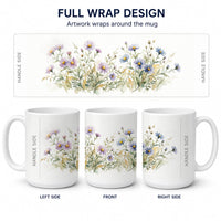 Asters Ceramic Coffee Mug 15 oz Decorative Large C Handle Mug Cup for Tea, Cocoa Hot Chocolate