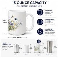 Asters Ceramic Coffee Mug 15 oz Decorative Large C Handle Mug Cup for Tea, Cocoa Hot Chocolate