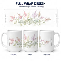 Astilbe Ceramic Coffee Mug 15 oz Decorative Large C Handle Mug Cup for Tea, Cocoa Hot Chocolate