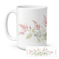 Astilbe Ceramic Coffee Mug 15 oz Decorative Large C Handle Mug Cup for Tea, Cocoa Hot Chocolate