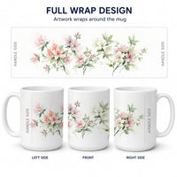 Azaleas Ceramic Coffee Mug 15 oz Decorative Large C Handle Mug Cup for Tea, Cocoa Hot Chocolate