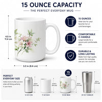 Azaleas Ceramic Coffee Mug 15 oz Decorative Large C Handle Mug Cup for Tea, Cocoa Hot Chocolate