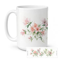 Azaleas Ceramic Coffee Mug 15 oz Decorative Large C Handle Mug Cup for Tea, Cocoa Hot Chocolate