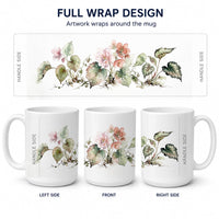 Begonias Ceramic Coffee Mug 15 oz Decorative Large C Handle Mug Cup for Tea, Cocoa Hot Chocolate
