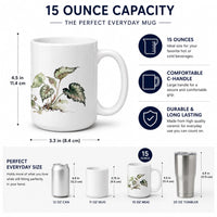 Begonias Ceramic Coffee Mug 15 oz Decorative Large C Handle Mug Cup for Tea, Cocoa Hot Chocolate
