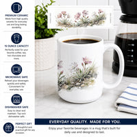 Bitterroot Ceramic Coffee Mug 15 oz Decorative Large C Handle Mug Cup for Tea, Cocoa Hot Chocolate