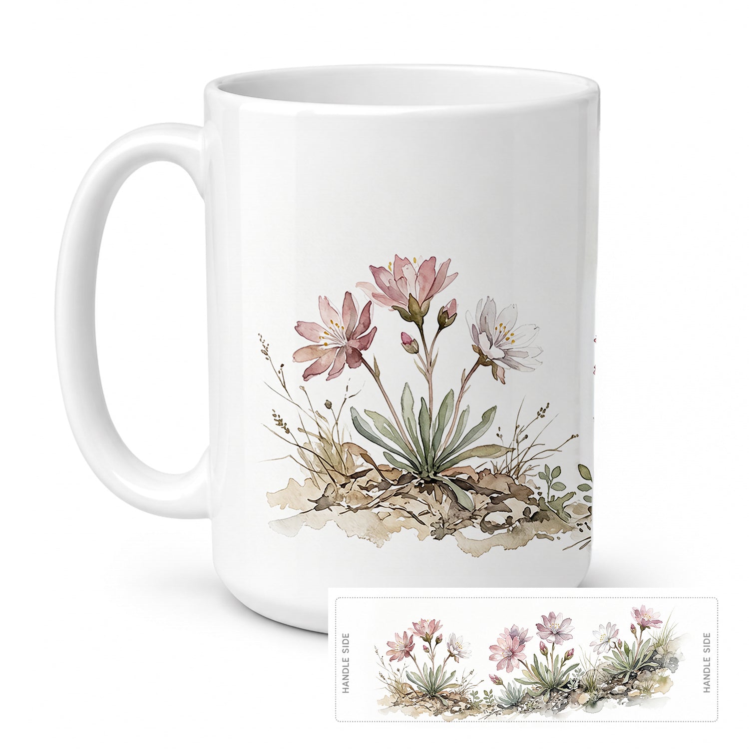 Bitterroot Ceramic Coffee Mug 15 oz Decorative Large C Handle Mug Cup for Tea, Cocoa Hot Chocolate