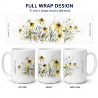 Black-eyed Susans Ceramic Coffee Mug 15 oz Decorative Large C Handle Mug Cup for Tea, Cocoa Hot Chocolate