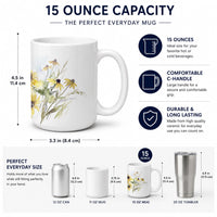 Black-eyed Susans Ceramic Coffee Mug 15 oz Decorative Large C Handle Mug Cup for Tea, Cocoa Hot Chocolate
