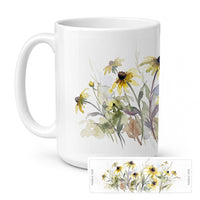 Black-eyed Susans Ceramic Coffee Mug 15 oz Decorative Large C Handle Mug Cup for Tea, Cocoa Hot Chocolate