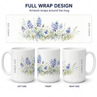 Bluebonnets Ceramic Coffee Mug 15 oz Decorative Large C Handle Mug Cup for Tea, Cocoa Hot Chocolate