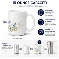 Bluebonnets Ceramic Coffee Mug 15 oz Decorative Large C Handle Mug Cup for Tea, Cocoa Hot Chocolate