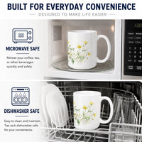 Buttercups Ceramic Coffee Mug 15 oz Decorative Large C Handle Mug Cup for Tea, Cocoa Hot Chocolate