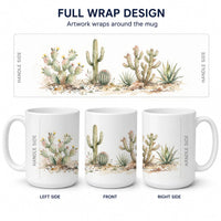 Cactus Ceramic Coffee Mug 15 oz Decorative Large C Handle Mug Cup for Tea, Cocoa Hot Chocolate