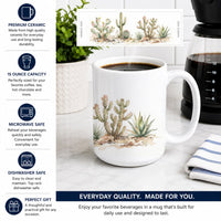 Cactus Ceramic Coffee Mug 15 oz Decorative Large C Handle Mug Cup for Tea, Cocoa Hot Chocolate