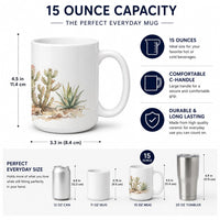 Cactus Ceramic Coffee Mug 15 oz Decorative Large C Handle Mug Cup for Tea, Cocoa Hot Chocolate