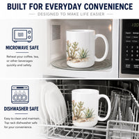 Cactus Ceramic Coffee Mug 15 oz Decorative Large C Handle Mug Cup for Tea, Cocoa Hot Chocolate