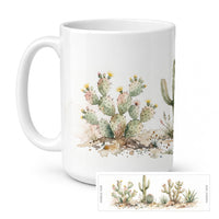 Cactus Ceramic Coffee Mug 15 oz Decorative Large C Handle Mug Cup for Tea, Cocoa Hot Chocolate
