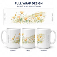 California Poppies Ceramic Coffee Mug 15 oz Decorative Large C Handle Mug Cup for Tea, Cocoa Hot Chocolate