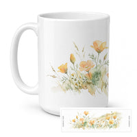 California Poppies Ceramic Coffee Mug 15 oz Decorative Large C Handle Mug Cup for Tea, Cocoa Hot Chocolate