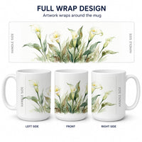 Calla Lilies Ceramic Coffee Mug 15 oz Decorative Large C Handle Mug Cup for Tea, Cocoa Hot Chocolate