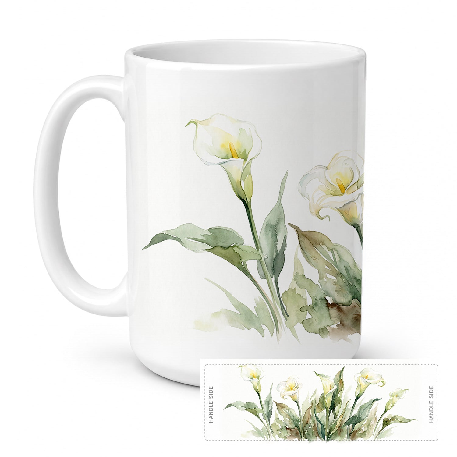 Calla Lilies Ceramic Coffee Mug 15 oz Decorative Large C Handle Mug Cup for Tea, Cocoa Hot Chocolate