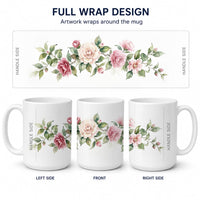Camellias Ceramic Coffee Mug 15 oz Decorative Large C Handle Mug Cup for Tea, Cocoa Hot Chocolate
