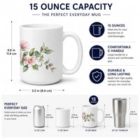 Camellias Ceramic Coffee Mug 15 oz Decorative Large C Handle Mug Cup for Tea, Cocoa Hot Chocolate