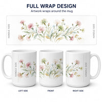 Carnations Ceramic Coffee Mug 15 oz Decorative Large C Handle Mug Cup for Tea, Cocoa Hot Chocolate