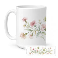 Carnations Ceramic Coffee Mug 15 oz Decorative Large C Handle Mug Cup for Tea, Cocoa Hot Chocolate