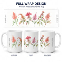 Celosia Ceramic Coffee Mug 15 oz Decorative Large C Handle Mug Cup for Tea, Cocoa Hot Chocolate