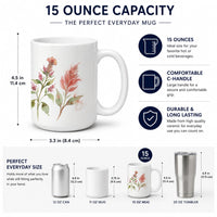 Celosia Ceramic Coffee Mug 15 oz Decorative Large C Handle Mug Cup for Tea, Cocoa Hot Chocolate