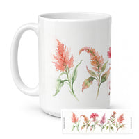 Celosia Ceramic Coffee Mug 15 oz Decorative Large C Handle Mug Cup for Tea, Cocoa Hot Chocolate