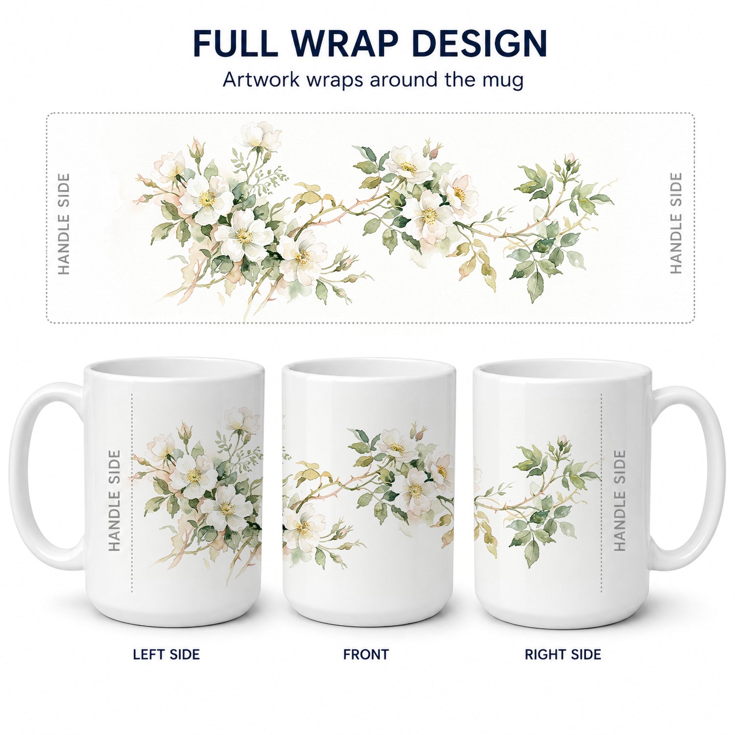 Cherokee Rose Ceramic Coffee Mug 15 oz Decorative Large C Handle Mug Cup for Tea, Cocoa Hot Chocolate