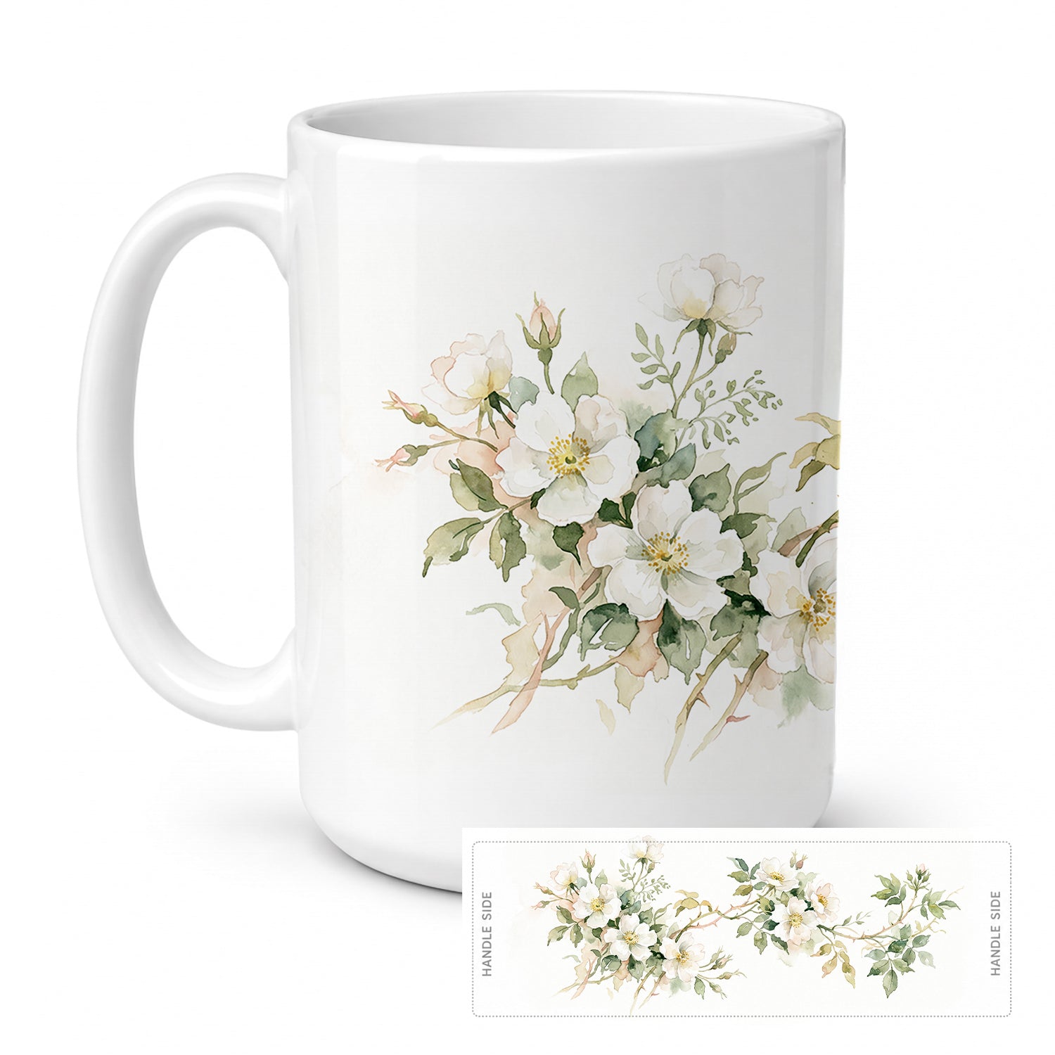 Cherokee Rose Ceramic Coffee Mug 15 oz Decorative Large C Handle Mug Cup for Tea, Cocoa Hot Chocolate