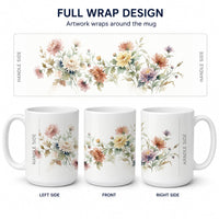Chrysanthemums Ceramic Coffee Mug 15 oz Decorative Large C Handle Mug Cup for Tea, Cocoa Hot Chocolate