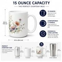 Chrysanthemums Ceramic Coffee Mug 15 oz Decorative Large C Handle Mug Cup for Tea, Cocoa Hot Chocolate