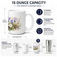 Crocus Ceramic Coffee Mug 15 oz Decorative Large C Handle Mug Cup for Tea, Cocoa Hot Chocolate