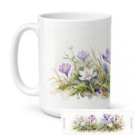 Crocus Ceramic Coffee Mug 15 oz Decorative Large C Handle Mug Cup for Tea, Cocoa Hot Chocolate