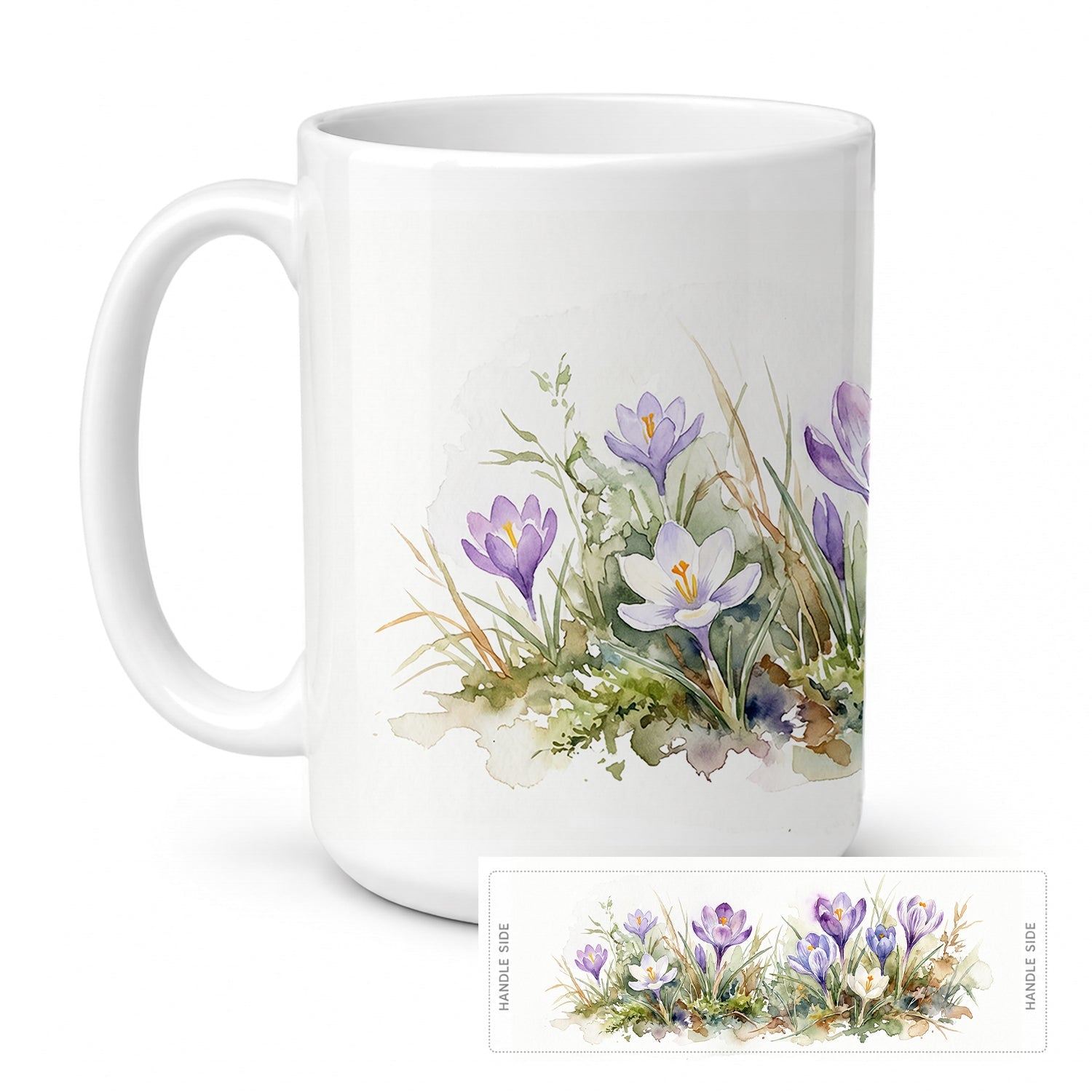 Crocus Ceramic Coffee Mug 15 oz Decorative Large C Handle Mug Cup for Tea, Cocoa Hot Chocolate