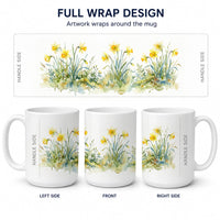 Daffodils Ceramic Coffee Mug 15 oz Decorative Large C Handle Mug Cup for Tea, Cocoa Hot Chocolate