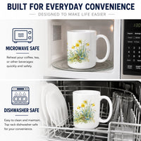 Daffodils Ceramic Coffee Mug 15 oz Decorative Large C Handle Mug Cup for Tea, Cocoa Hot Chocolate