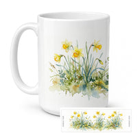 Daffodils Ceramic Coffee Mug 15 oz Decorative Large C Handle Mug Cup for Tea, Cocoa Hot Chocolate