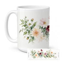 Dahlias Ceramic Coffee Mug 15 oz Decorative Large C Handle Mug Cup for Tea, Cocoa Hot Chocolate